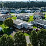 Aerial view of manufactured housing communities