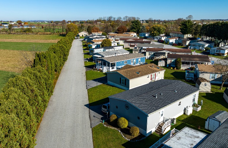 An Aerial View of Mobile Home Community