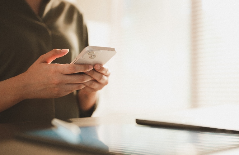 woman is using phone